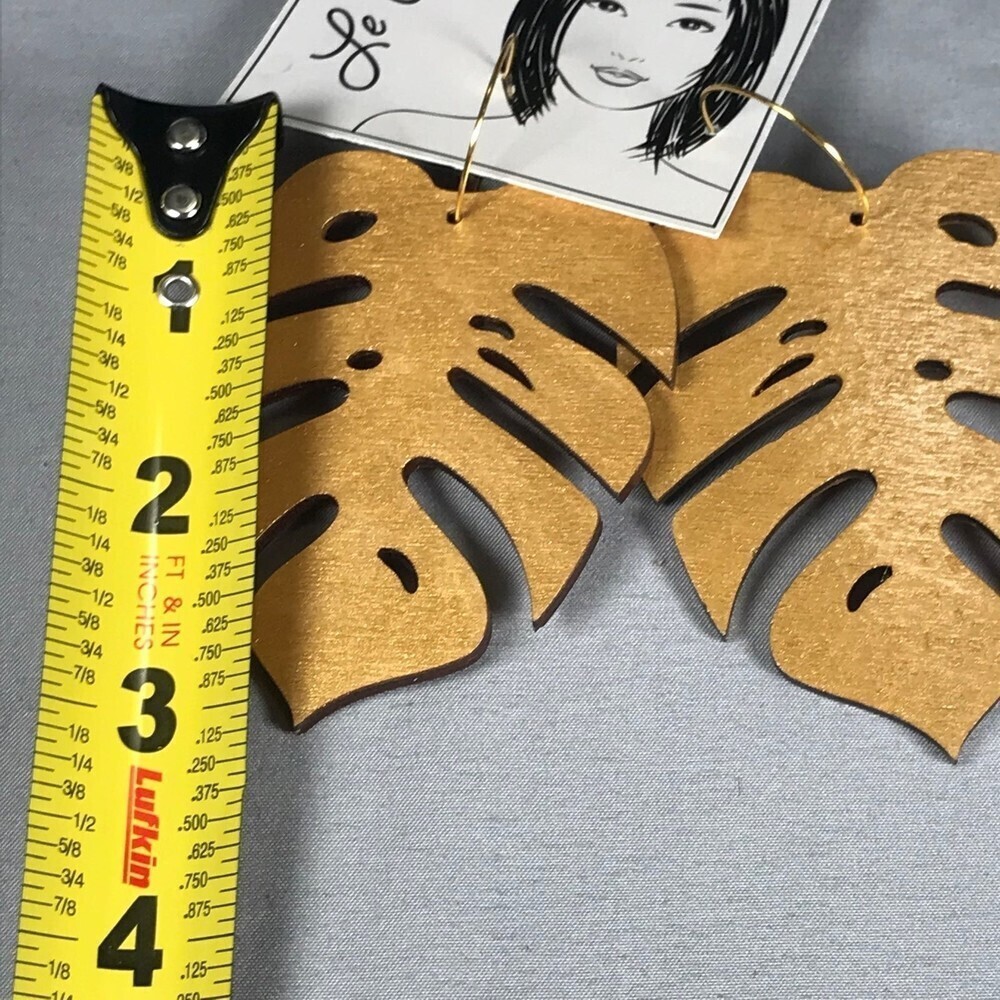 Hand Made Wooden Fashion Earrings - Picture 3 of 3